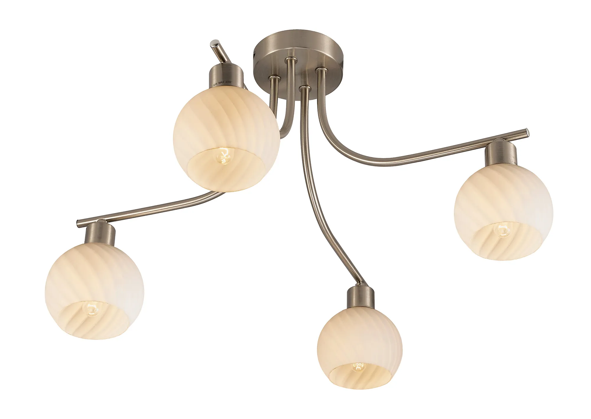 D0067  Carmen 57cm Ceiling 4 Light Satin Nickel, Opal White